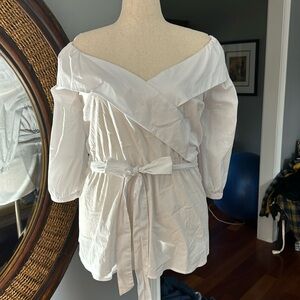 White Off Shoulder Peplum Top